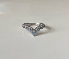 H.Samuel Blue Topaz and diamond  925 Sterling Silver Wishbone Ring UK Size L