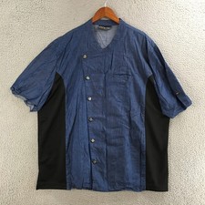 Chef Uniforms Industry Line Shirt Mens Button Front Short Sleeve Denim Blue