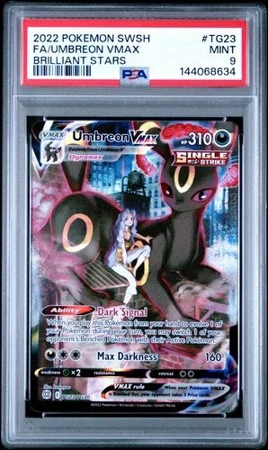 2022 POKEMON SWORD & SHIELD BRILLIANT STARS #TG23 FULL ART/UMBREON VMAX PSA 9