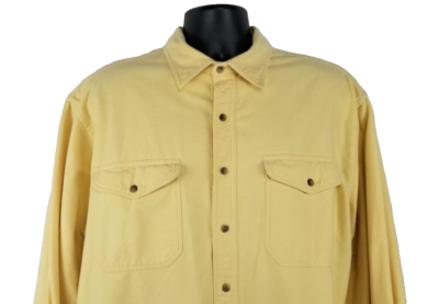 LANDS' END Men's Sz XL Yellow Heavy Chamois Flannel Long Sleeve