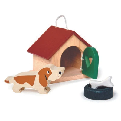Hunde + Hundehütte für Puppenhaus, Puppenstube 1:10 tender leaf toys 08162