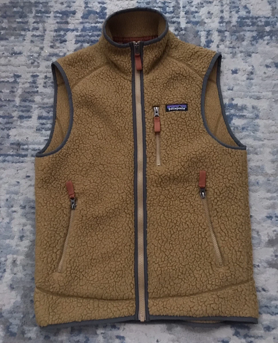 Patagonia Retro Pile Full Zip Beech Brown Fleece Vest Women's Size XS