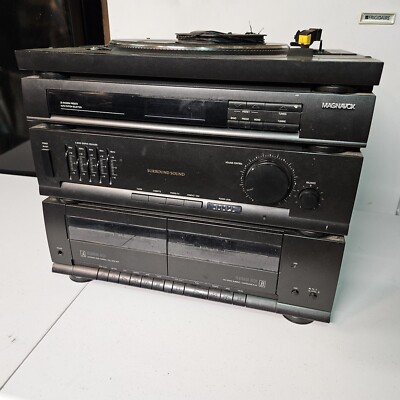 Magnavox Ah808 Vintage Record Player, Dual Cassette, Amplifier, Preset System