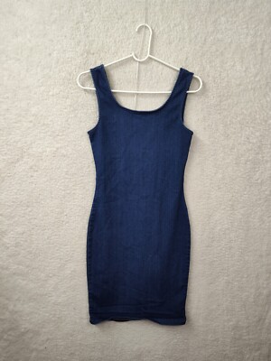 Iris Women Dress Small Blue Cotton Blend Sleeveless Scoop Neck Straight  Bodycon | eBay
