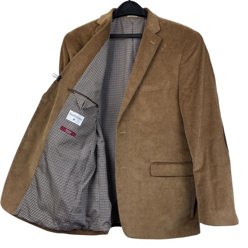 Saddlebred 40R CORDUROY 100% Cotton Blazer Sport Coat Suit Jacket Brown 2 Button