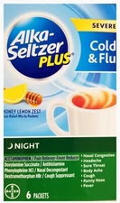Alka-Seltzer Plus Severe Cold & Flu Honey Lemon 6 packets NIGHT (Green) __