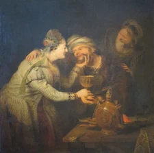 perfect 30x30 oil painting handpainted on canvas "a man and two women"@NO5987