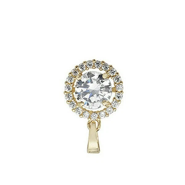 Oro Giallo Halo Grappolo Ciondolo 375 Marchiato Britannico Fatto Tutti Catena - Immagine 3 di 3