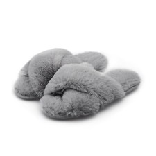 FLUFFxFLUFF Soft Fluffy Slippers  Gray  Sz 5-6