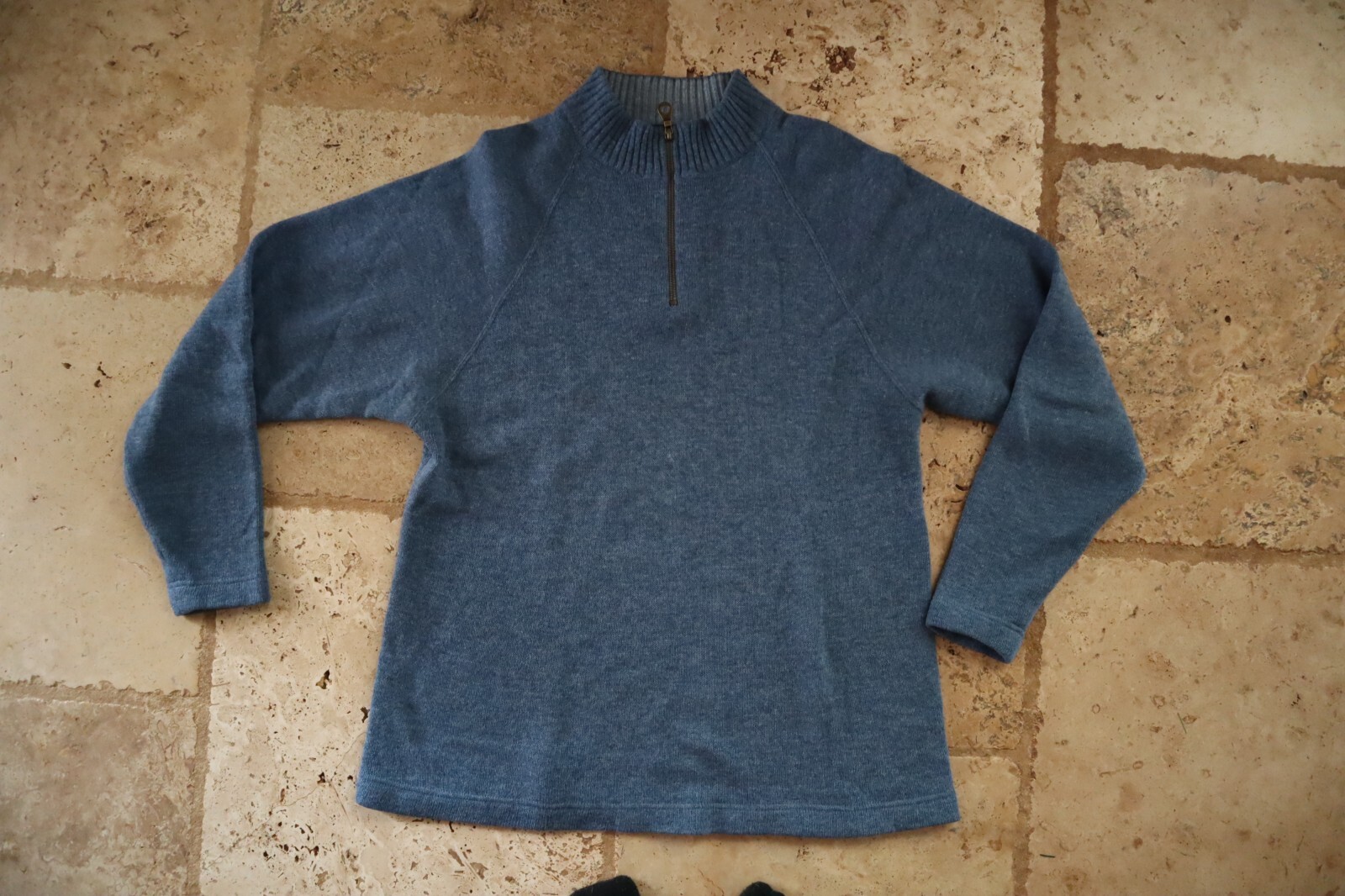 Blue Lambswool Blend PENDLETON Zip Neck Sweater S… - image 3