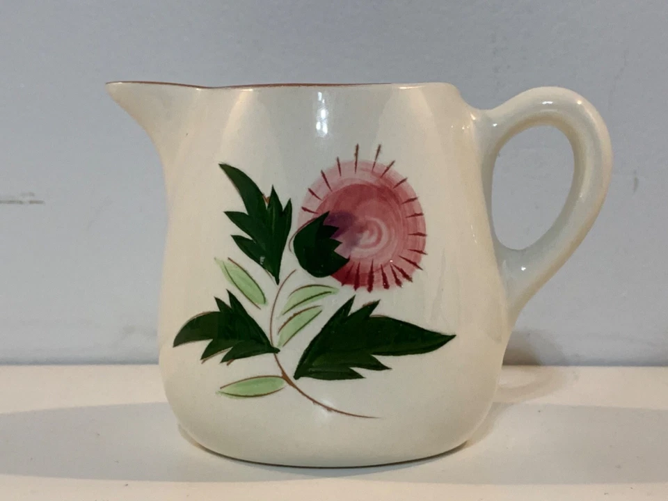 Vintage Stangl Pottery Hand Painted “Thistle” 12 Gravy Boat and 10 oz Pitcher - Image 2 of 4