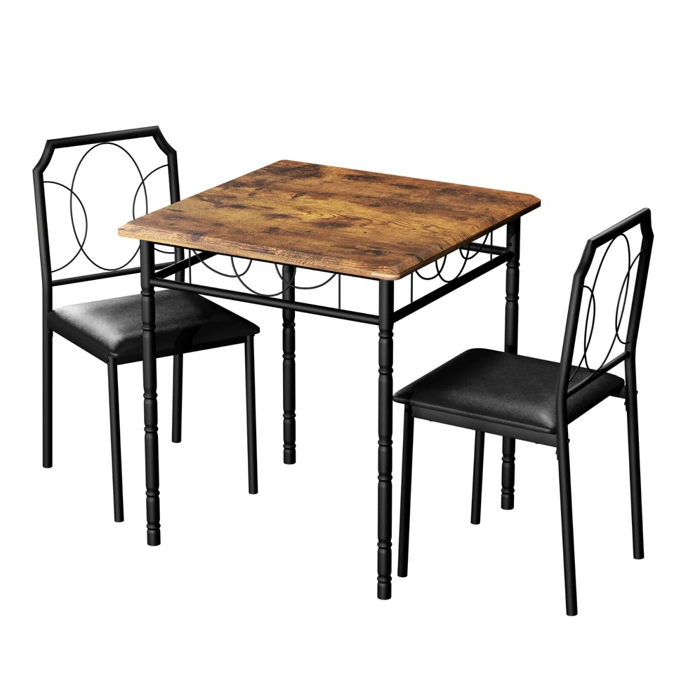 3 Pieces Dining Table Set 2 Chair Kitchen Breakfast Square Table Space Saving - Image 2 of 4
