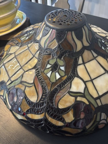 Vintage Tiffany Style Stained Glass Hanging Lamp Ceiling Chandelier - Picture 10 of 10