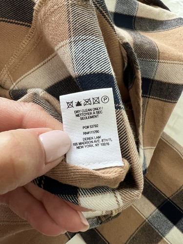 Derek Lam | Women’s SZ 10 | Mock Tie Waist Dress | Camel 100% Cotton Plaid - Picture 9 of 10