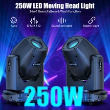 UKING 250W LED Moving Head Light Beam Prism GOBO Wash Stage DMX Spot Lighting