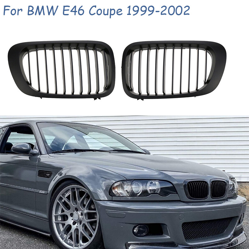 GDS Motorsport - 2 Grilles De Calandre CHROME BMW Serie 3 E46 PH1 De 1999 A 2003 COUPE / CABRIOLET
