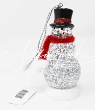 Bath & Body Works 3 Wick Candle Topper Snow Globe Glitter Snowman Magnetic New