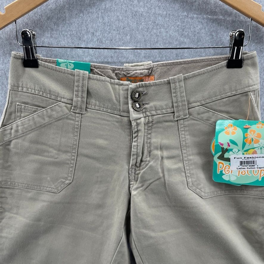 J Periscope Capri Cargo Pants Womens Juniors 3 Tan 100% Cotton NEW