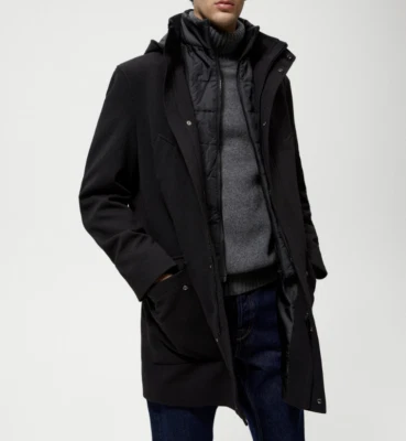 ZARA MEN NEW REMOVABLE HOODED COMBINATION COAT JACKET 6861/416  