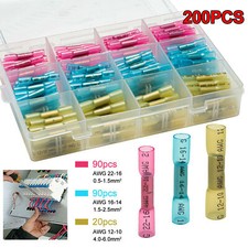 200PCS Heat Shrink But Connector Waterproof Electrical Wire Marine Butt Splice