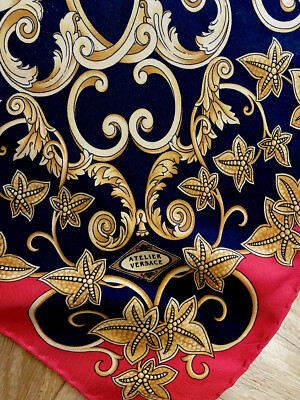 ATELIER VERSACE　Versace　スカーフ　silk scarf Vintage 90s Atelier Versace Scarf Baroque Silk Twill 34”