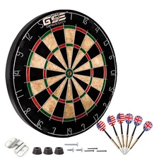 PRO Bristle Dart Board Game Set. Sisal Dartboard w/Six 17 Grams Steel Tip Darts
