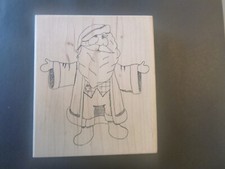 Santa with open arms - Rubber Stamp - Wood Mounted