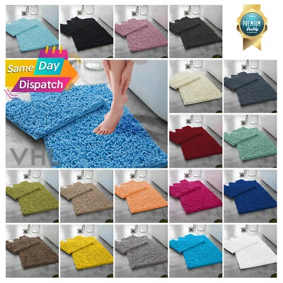 GAVENO CAVAILIA® 2 Piece Bathroom Rug Loop Bath Mat Set Ultra Soft Toilet Rug Anti Slip Rugs Uk