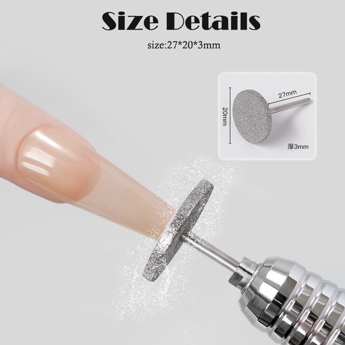 Paquete de 2 brocas de lijado para uñas de disco de lijado brocas de pulido de uñas de carburo de diamante - Imagen 5 de 6