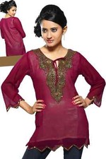 Fine Georgette Kurti with handcrafted neckline and liner