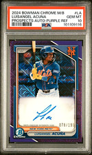 2024 Bowman Chrome Mega Box Auto Purple 78/199 Luisangel Acuna PSA 10