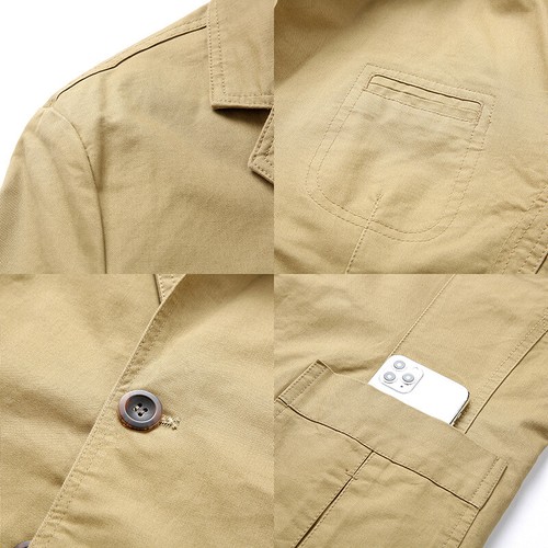 Traje Blazer informal de algodón de negocios para hombre Chaqueta Calce Ajustado Abrigo para el torso - Imagen 12 de 15