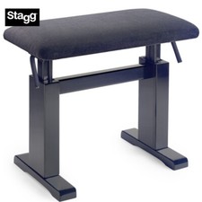 Stagg PBH-780-BKM-VBK Matte Black Hydraulic Piano Bench w/ Fireproof Velvet Top