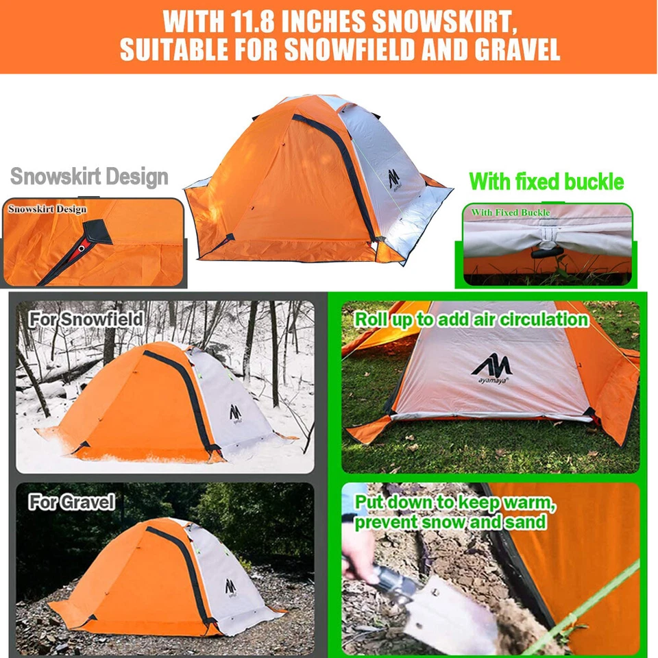 Ultralight 2 Person Hiking Camping Tent 4 Season Backpacking Winter Hunting Tent - Image 2 of 4