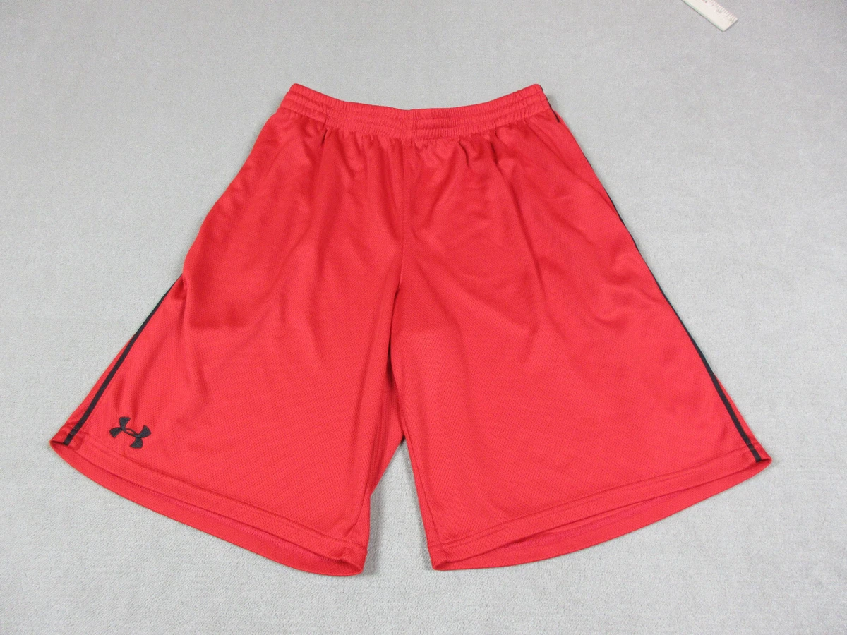 Under Armour Shorts Mens Large Red Black Basketball Gym Athletic