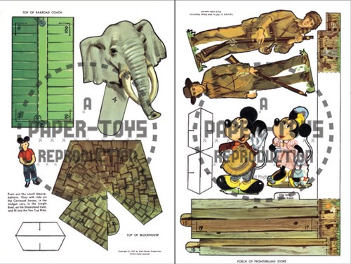 VINTAGE REPRINT - 1957 - LET'S BUILD DISNEYLAND PUNCH-OUT BOOK - REPRODUCTION - Picture 9 of 12