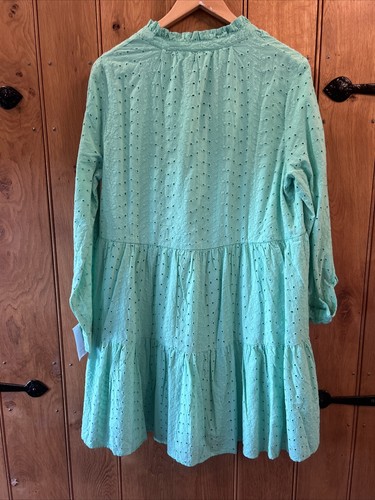 B.Young Green Embroiderie Anglaise Dress Size L - Foto 7 di 9