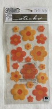 NEW Sticko Vellum Stickers - Red Orange Flowers