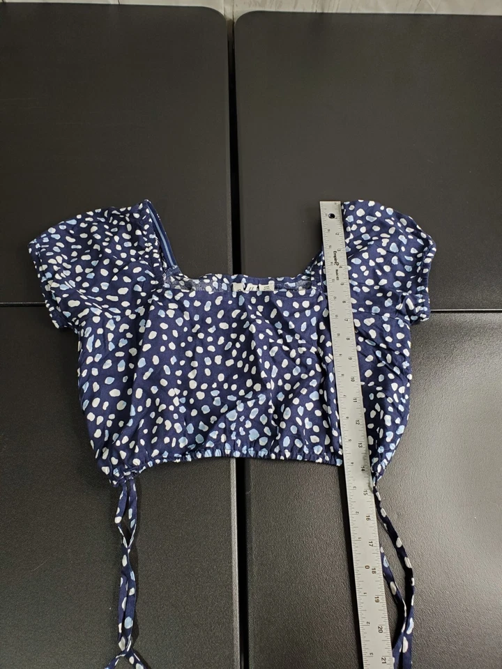 Lindo top corto Roxy pequeño punto azul blanco nuevo sin etiquetas Foto 4 de 4