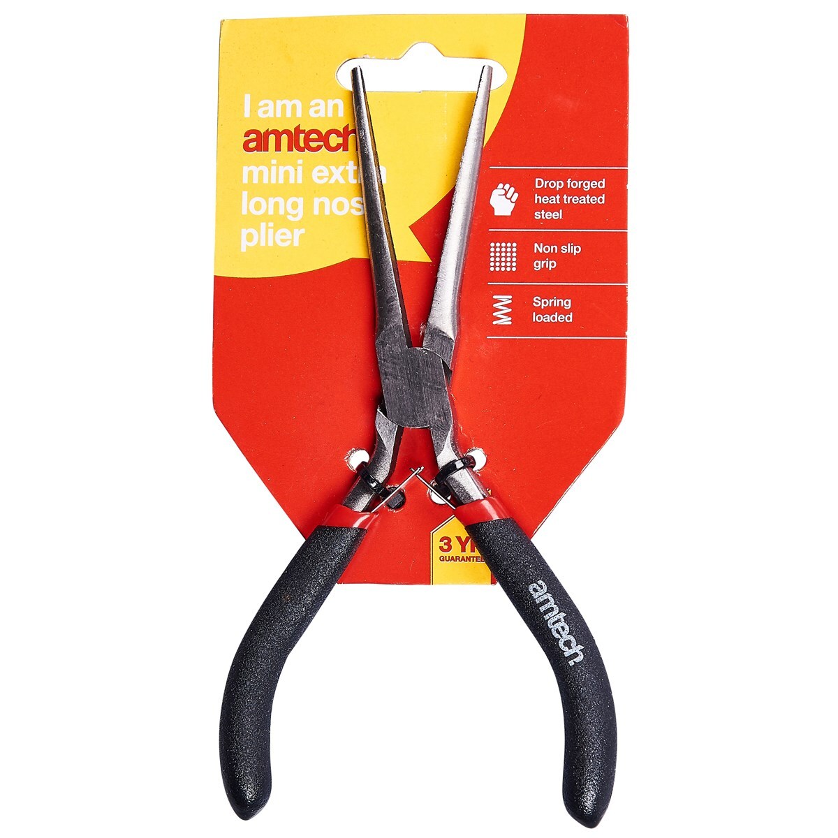 Amtech Mini Long Nose Pliers with Spring & Matte GripHandles–Precision Hand Tool