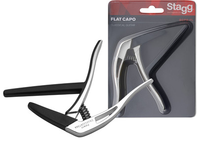 STAGG SCPX-FL Flat trigger STYLE capo for classical guitar Chrome Finish