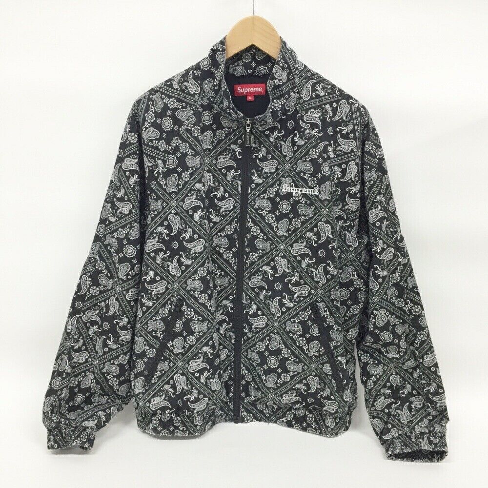 Supreme Bandana Track Jacket Black Size M All-Over Pattern Supreme Bandana Track Jacket Black Size M All-Over Pattern