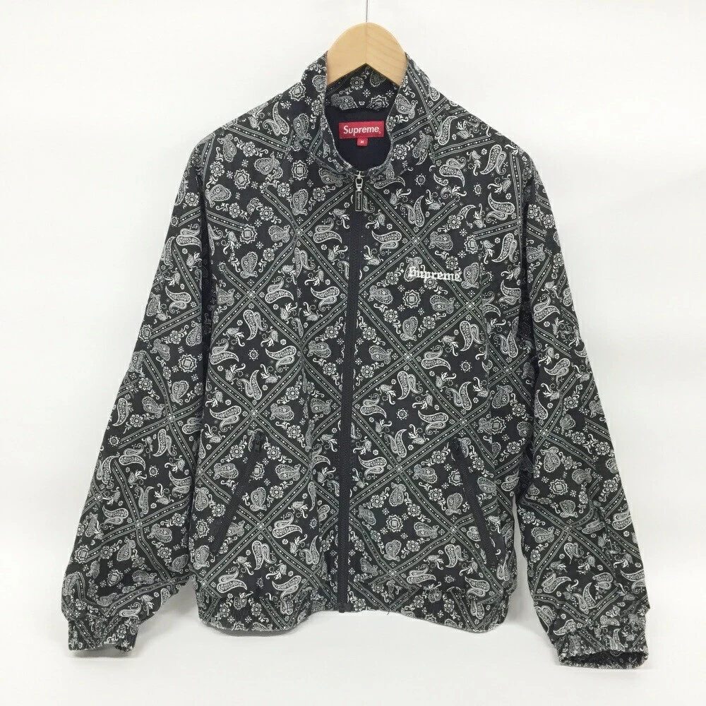 Veste de survêtement Supreme Bandana noire taille M motif intégral fermeture éclair complète