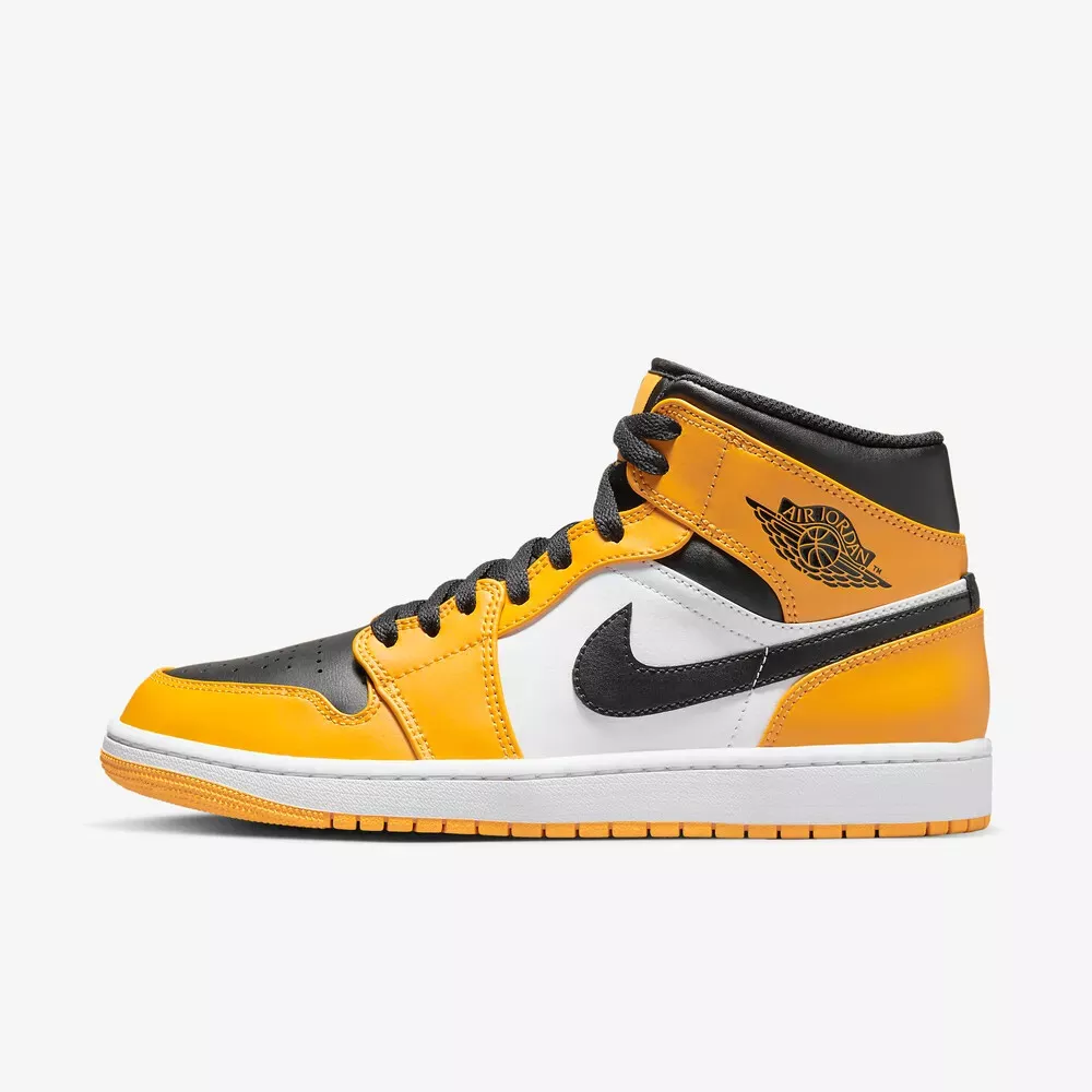 New Nike Jordan 1 Mid 'Taxi' Shoes Sneakers - Yellow/ Black