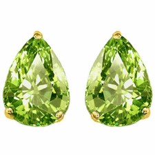 1.50 - 2.50 CARAT 14K SOLID YGOLD created PERIDOT PEAR SHAPE STUD EARRINGS PUSH