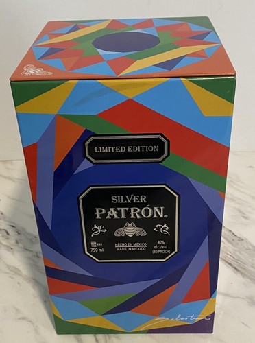 Silver Patron Tequila Tin Box Art Empty Limited Ed 750ml Collectible 8”H X 4.5”W