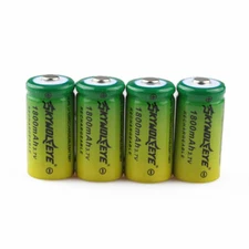 4pcs SKYWOLFEYE 1800mAh 16340 Battery RCR123A 3.7V Rechargeable Cell Batteries