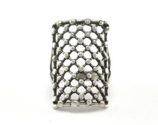 Dotted Ring Adjustable Antique Silver Plated brass 18mm 8US inner size 2755