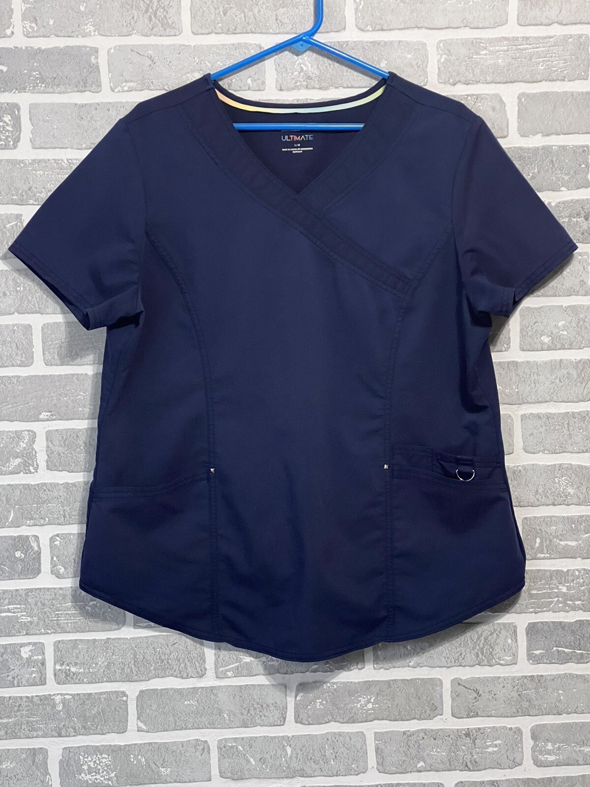 Scrubstar Scrub Shirt Large Navy Blue Pockets Dring Studs Preowned eBay