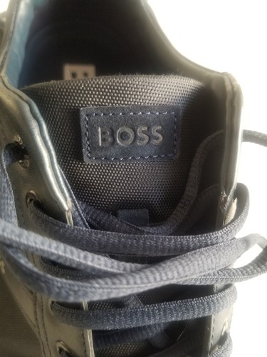 HUGO BOSS Black Men's US 11 Mixed Material Saturn Low Trainers with Suede - Photo 6/8
